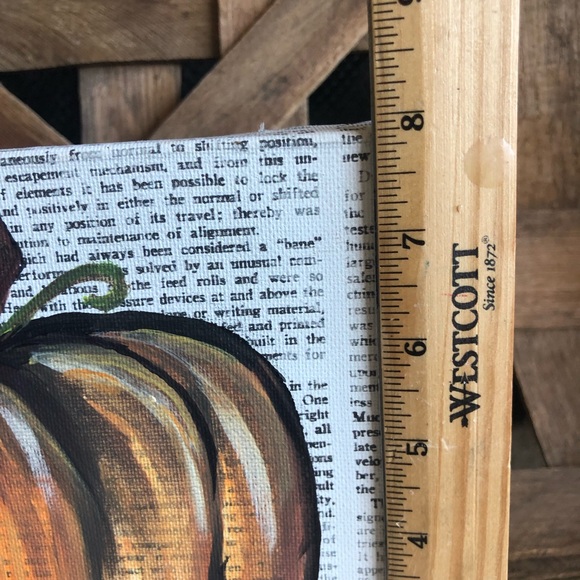 Hand painted pumpkin on thick canvas 8 x 8 (446-23) - Picture 6 of 7